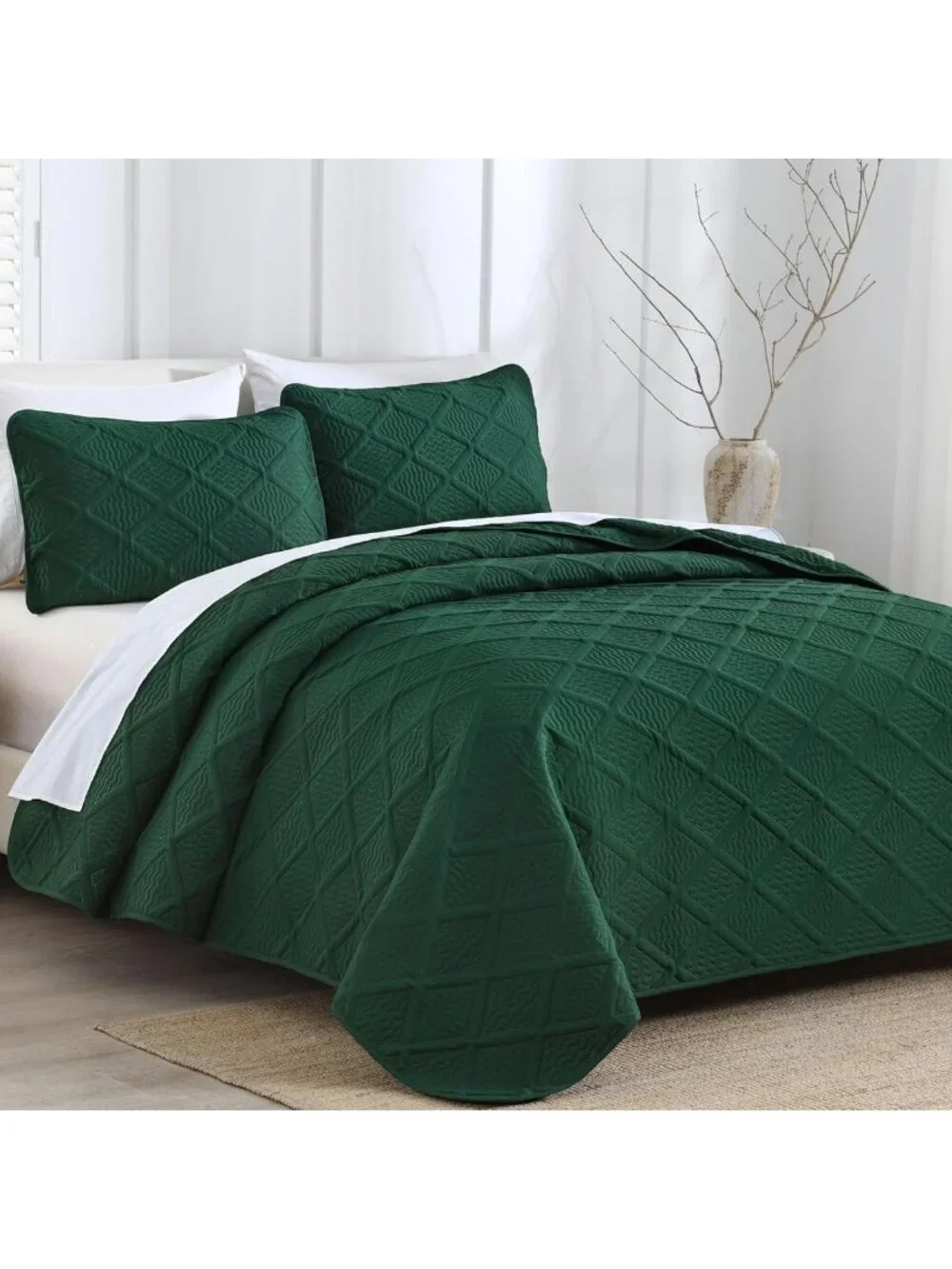 Emerald Green Oversized California King Quilt Set - Luxurious Bedspread